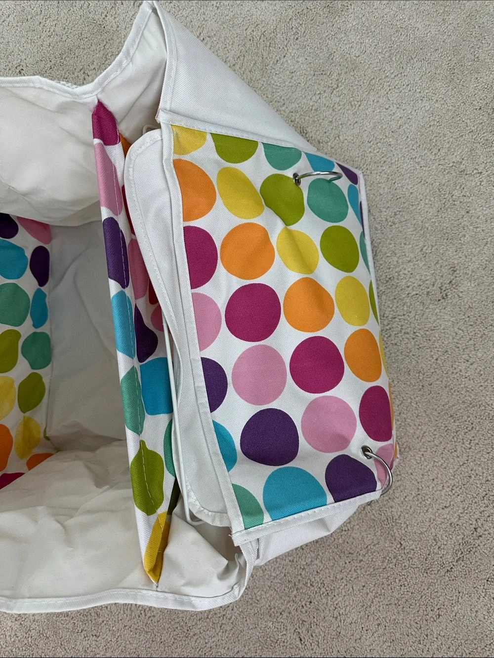 Multicolor Dot Hanging Closet Organizer - White Fabric